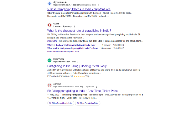accurate information that matches the user's search